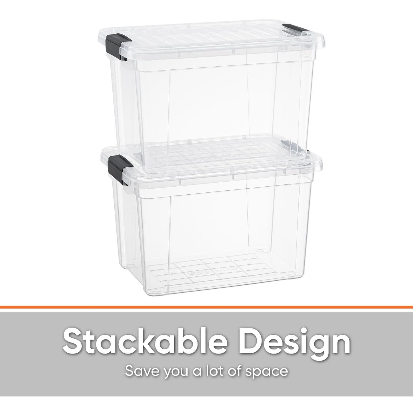 Superio Storage Bins with Lids- 8 Pack, 2.5 Qt Clear Boxes for Organizing, Stackable Plastic