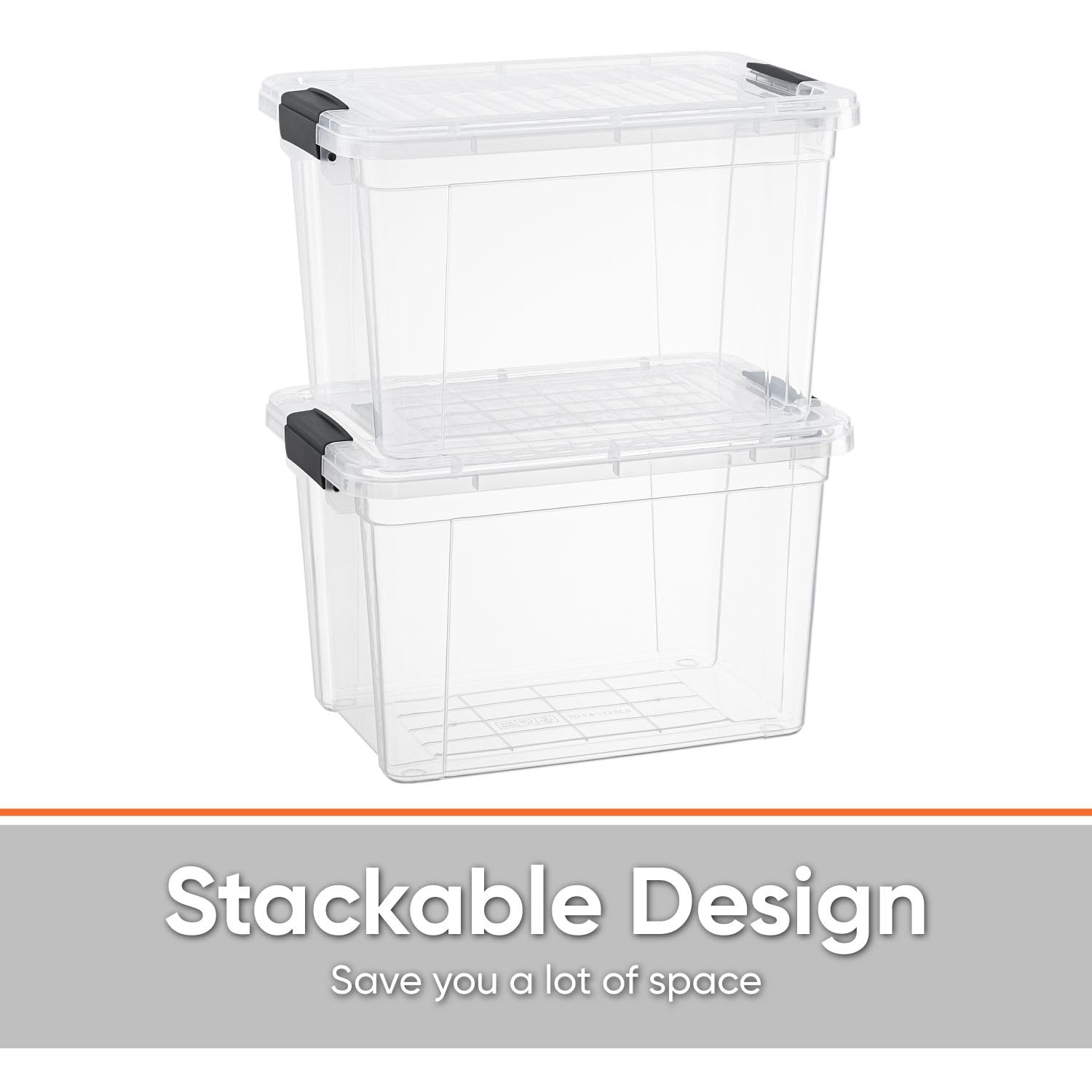 Superio Storage Bins with Lids- 8 Pack, 2.5 Qt Clear Boxes for Organizing, Stackable Plastic
