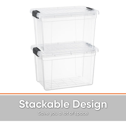 Superio Storage Bins with Lids- 8 Pack, 2.5 Qt Clear Boxes for Organizing, Stackable Plastic