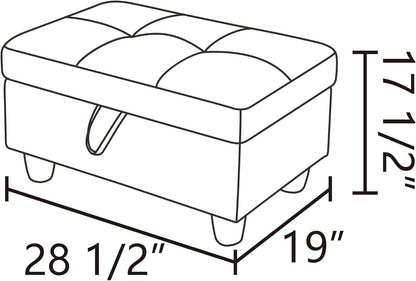 Ottoman Rectangular Storage Ottoman Bench, Footrest Stool Footstool with Lid for Living Room, Bedroom, Entryway, Brown, 28.5"x19"x17.5"