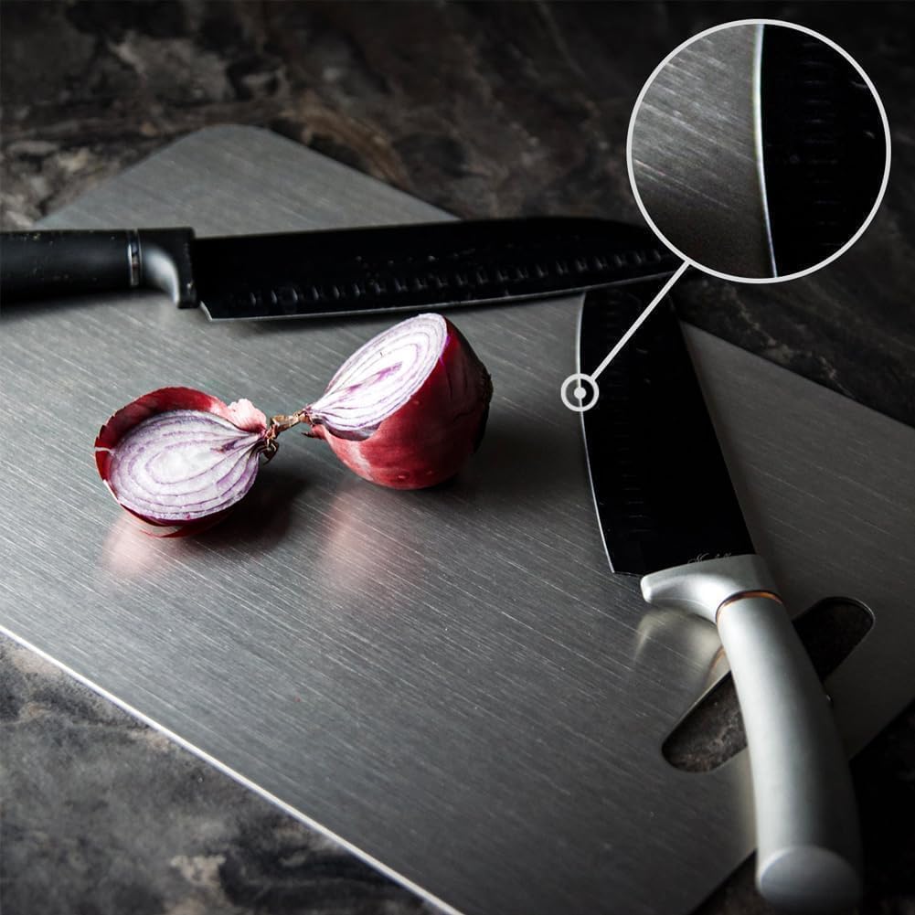 Titanium Cutting Board, 100% Pure Titanium Cutting Boards for Kitchen, Double Sided Food-Grade Chopping Board - Dishwasher Safe Easy to Clean (14"L x 10"W)