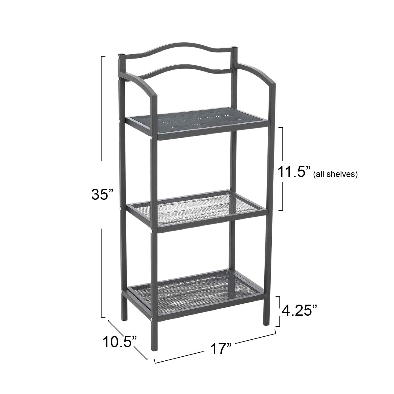 Household Essentials 3-Tier Metal Bathroom Storage Shelf, Grey