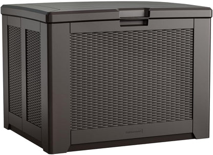 Rubbermaid Medium Resin Outdoor Storage Deck Box (74 Gal) Weather Resistant Brown Deck Organization for Home/Backyard/Pool Chemicals/Toys/Garden Tools/Porch/Patio Cushions