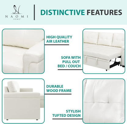 Naomi Home Laura Sectional Sofa White/Air Leather