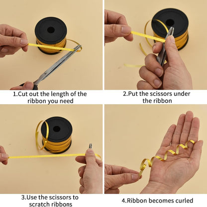 BEISHIDA 2 Pack 100 Yards Black Gold Curling Crimped Glitter Ribbon Balloon String Shiny Metallic for Gift Wrapping Ribbon Birthday Party Festival Art Craft Decor Florist Flowers Decoration