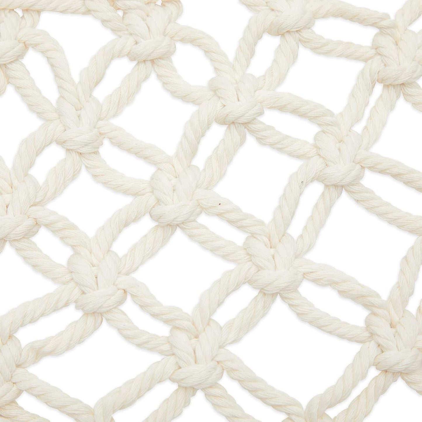 Okuna Outpost Macrame Hanging Fruit Basket Hammock for Kitchen - 6 x 25 x 15 in - White Cotton Modern - Under-Cabinet Storage with 2 Hooks for Bananas