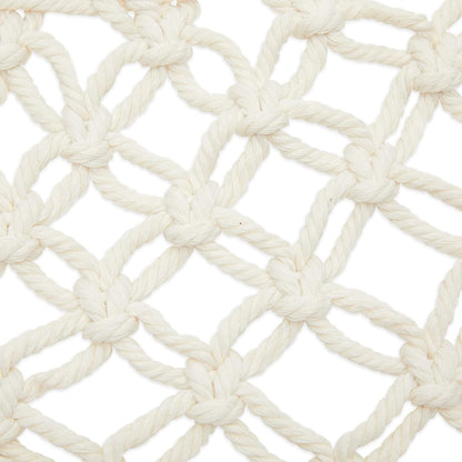 Okuna Outpost Macrame Hanging Fruit Basket Hammock for Kitchen - 6 x 25 x 15 in - White Cotton Modern - Under-Cabinet Storage with 2 Hooks for Bananas