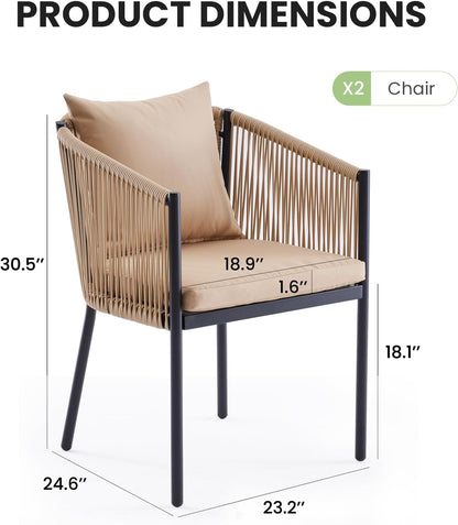 Soohow 6 Pieces Outdoor Chairs, Patio Dining Chairs, Rattan Wicker Chair Set with Cushions for Garden, Deck, Backyard(Beige)