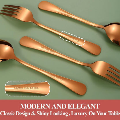 20 Pcs Rose Gold Silverware Set for 4, Food Grade Stainless Steel Flatware Set, Eating Utensils Sets Include Fork/Knife/Spoon,Home Kitchen Tableware Set, Reusable Cutlery Set, Dishwasher Safe