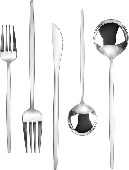 Silverware Set, KassKa 40 Pieces Flatware Cutlery Set, Stainless Steel Utensils Set Spoon Fork Knives Set for Home Restaurant and Kitchen, Mirror Polished Finished, Service for 8