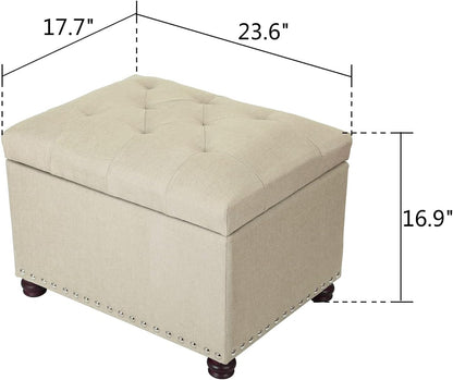 Joveco Storage Ottoman Bench Rectangular Fabric Organization Tufted Footrest for Living Room Bedroom, Upholstered Padded Footstool Coffee Table Seat with Lift Top