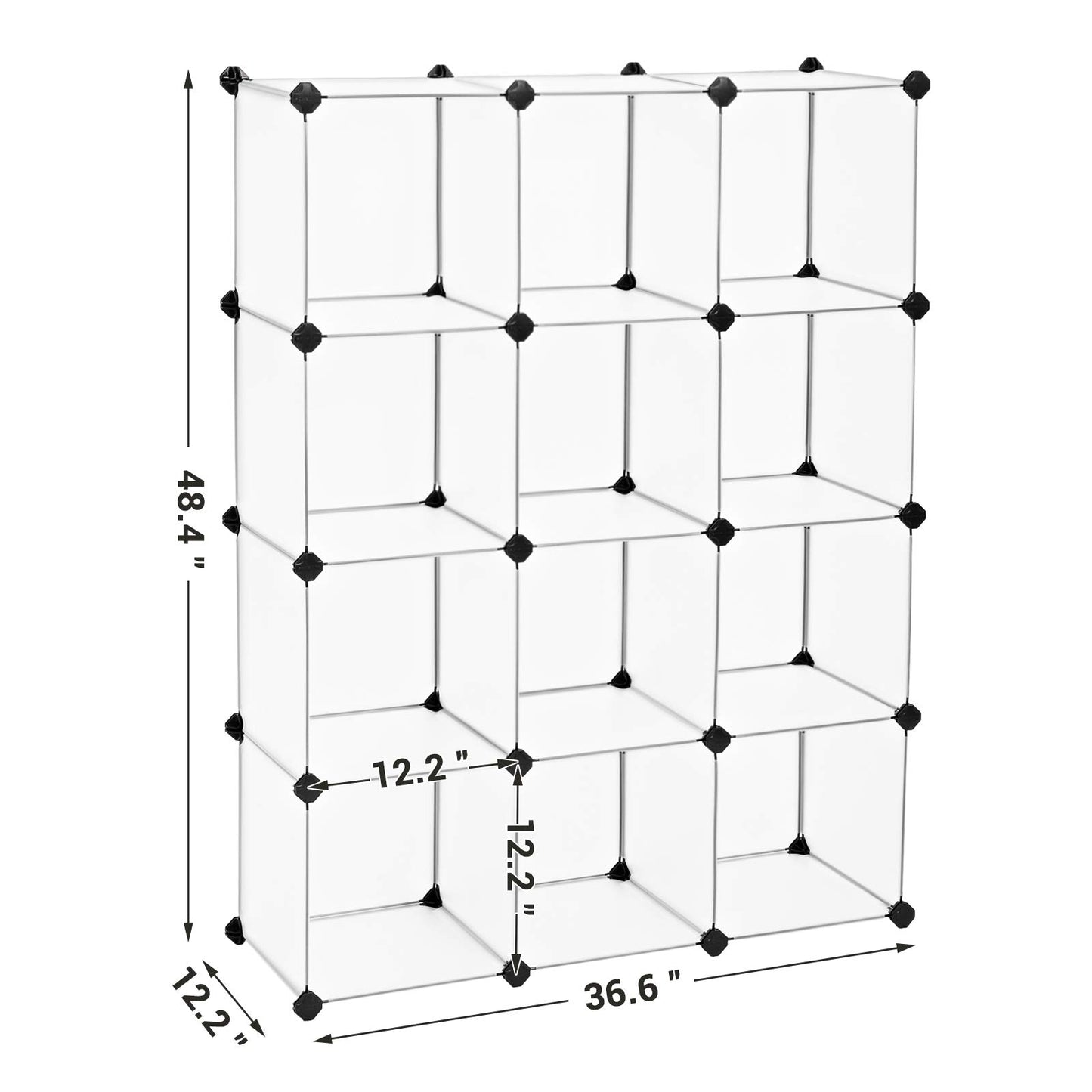 SONGMICS Cube Storage Organizer, Set of 12 Plastic Cubes, Book Shelf, Closet Organizers and
