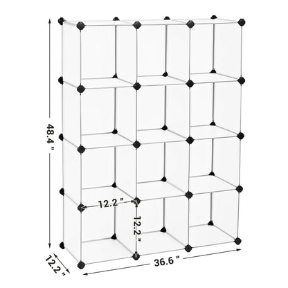 SONGMICS Cube Storage Organizer, Set of 12 Plastic Cubes, Book Shelf, Closet Organizers and