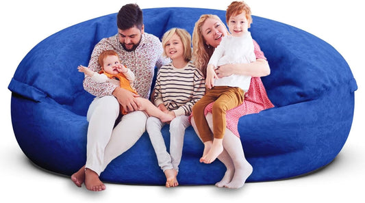 Bean Bag Chair for Adults 7FT,Soft Removable Cover for Teens/Girls Bedroom,Fluffy Giant Round Floor Beanbag Lounger Chairs (No Filler,Sapphire)