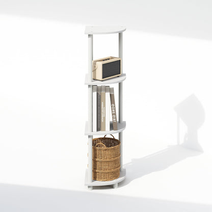 Furinno Turn-N-Tube Corner Shelf, 4-Tier Corner Bookshelf, White