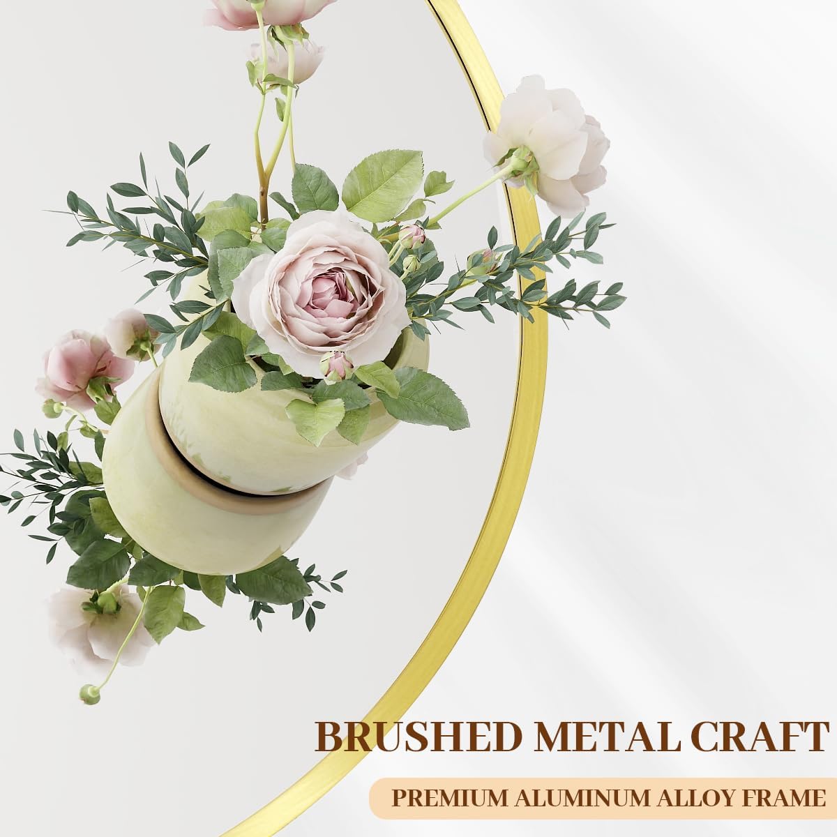 BEAUTYPEAK 30 Inch Round Mirror, Metal Frame Circle Mirror, Wall Mounted for Entryway, Bathroom, Vanity, Living Room, Gold