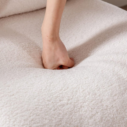 Mid-Century Accent Chair Set of 2, Soft Armchair Sherpa Fabric Lounge Chair with Black Metal Legs, Upholstered Leisure Chair for Living Room Bedroom Reception Room, White