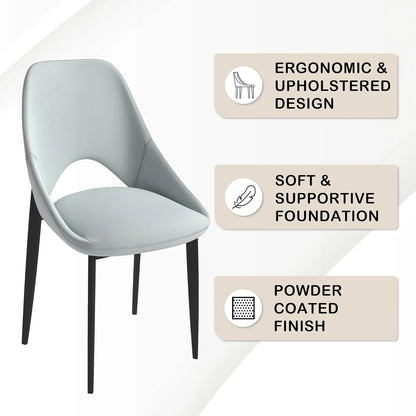 LeisureMod Amalfi Upholstered Fabric Dining Chair – Modern Side Chair with Iron Legs, Mid-Century Accent Chair for Dining Room or Kitchen