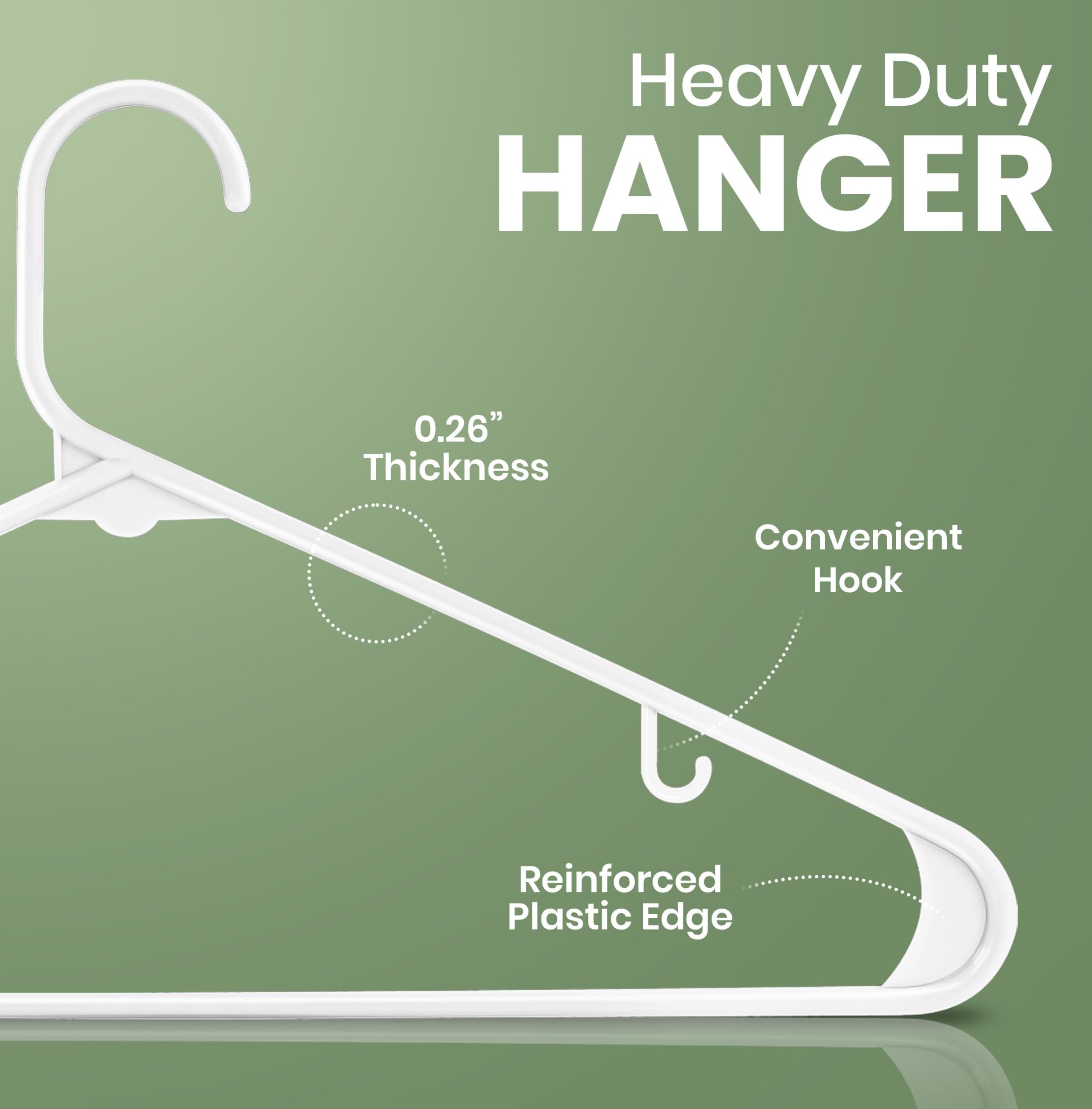 Utopia Home Plastic Hangers 50 Pack – Built-in Strap Hooks White