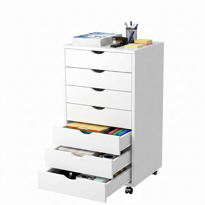 7 Drawer Mobile File Cabinet, Office Storage Cabinet, with Drawers