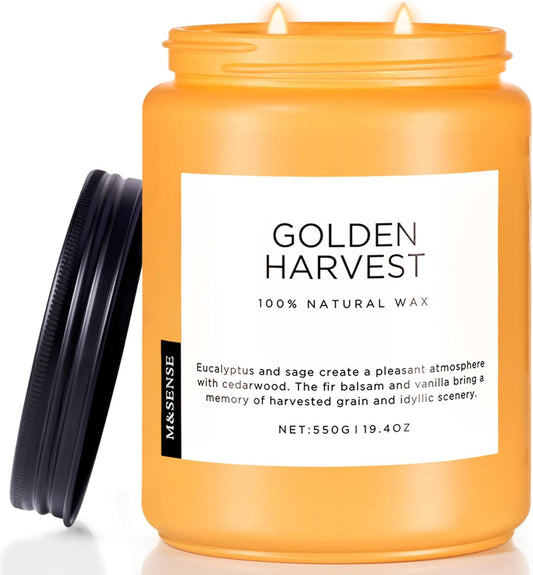 M&SENSE Fall Harvest Scented Candles, 19.4oz 110 Hours Large Natural Soy Long Lasting Slow Burning