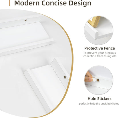 Picture Ledge Shelf, Wood Long Floating Shelves for Wall, Set of 2, 48 inch Picture Ledge Shelves, Photo Ledge Nursery Book Shelves Wall Mounted for Living Room Kids' Room Bedroom, Color White