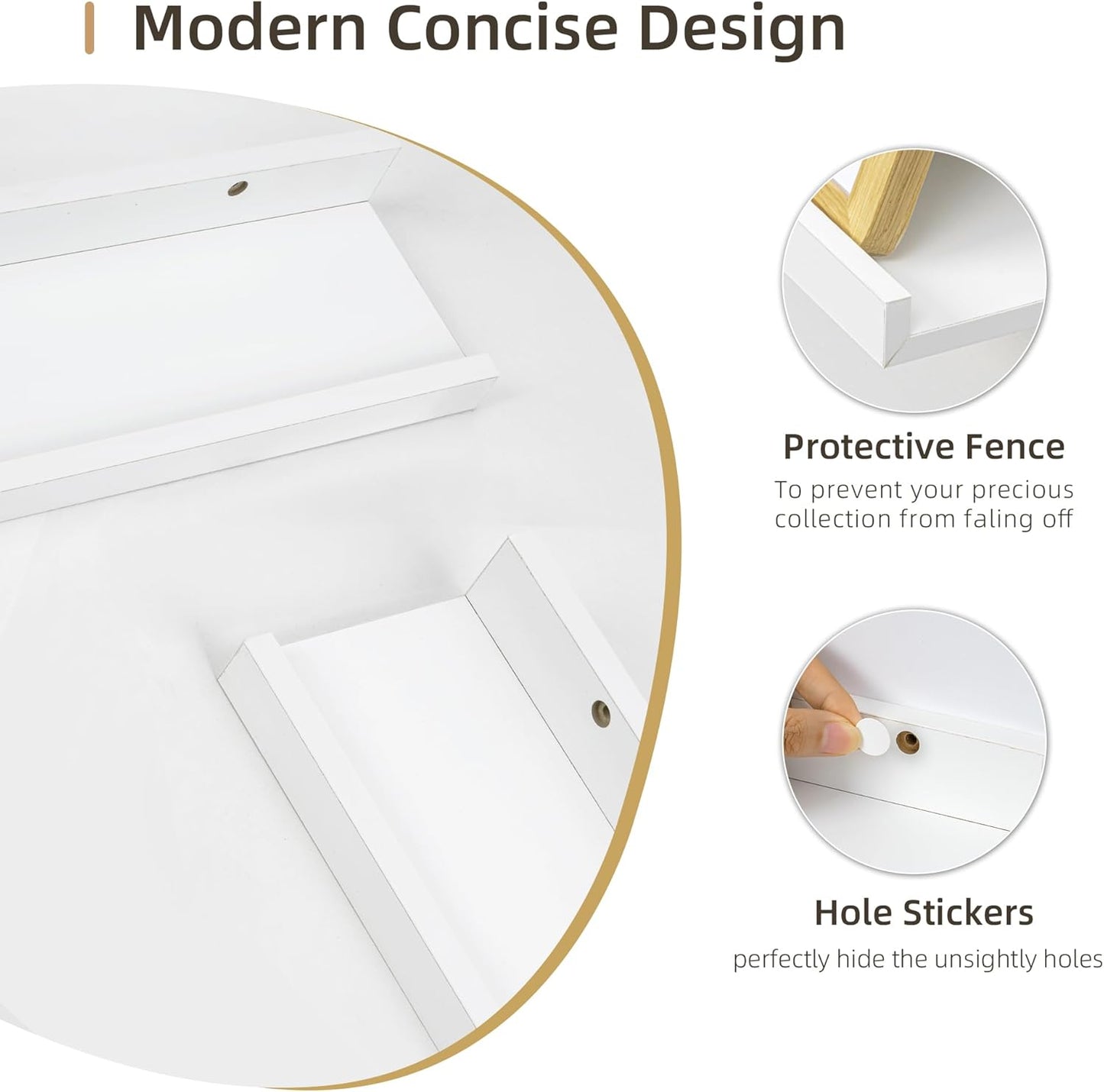 Picture Ledge Shelf, Wood Floating Shelves Set of 4, 24 inch Picture Ledge Shelves, Photo Ledge Nursery Book Shelves Wall Mounted for Living Room Kids' Room Bedroom, Color White