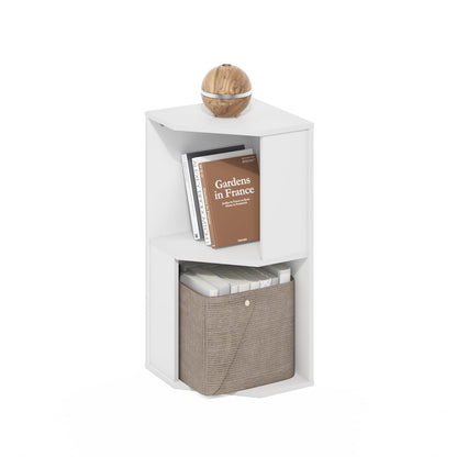 Furinno ECON Corner Shelf, 2-Tier Corner Book Shelf, Standing Storage Shelves, Cube Display Rack