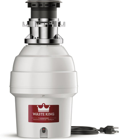 Waste King Batch Feed Garbage Disposal for Kitchen Sink with Power Cord, L-5000TC