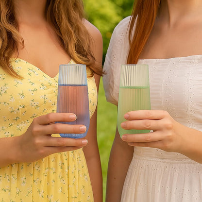 48 Pack Ribbed Ripple Stemless Toasting Glasses, Origami Durable 9 Oz BPA-Free Disposable Plastic Champagne Flutes for Weddings, Bars, Events, and Celebrations (48, Ribbed Color Collection)