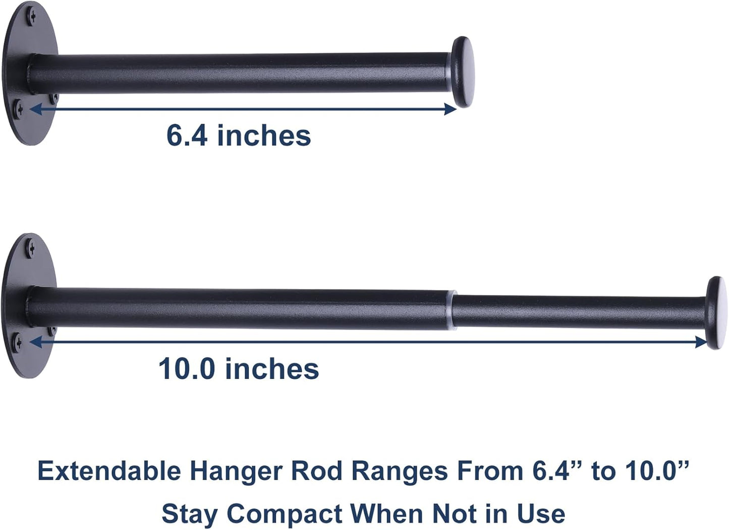 2 Pack Retractable Hanger Holder for Laundry Room, Wall Mount Organizer Rack for Lightweight Clothes, Space Saving Laundry Hook Rod, Keep Empty Hangers Handy, Black