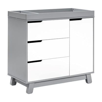 Babyletto Hudson 3-Drawer Changer Dresser with Removable Changing Tray in Grey and White, Greenguard Gold Certified