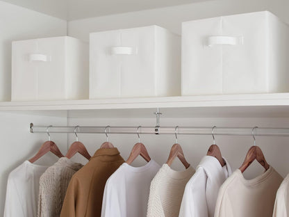 StorageWorks Storage Baskets for Shelves, Foldable Fabric Closet Storage Bins with Handles, Fabric Storage Bins Clothes Organizer, White, 3-Pack, Extra Large