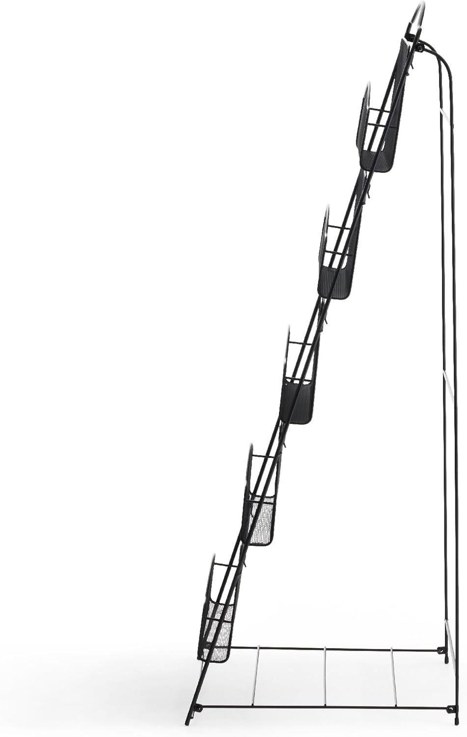 Safco Onyx Mesh Magazine Holder, Ladder Style Display Rack with 5 Pockets, Brochure Organizer, Commercial-Grade Steel Construction, Black