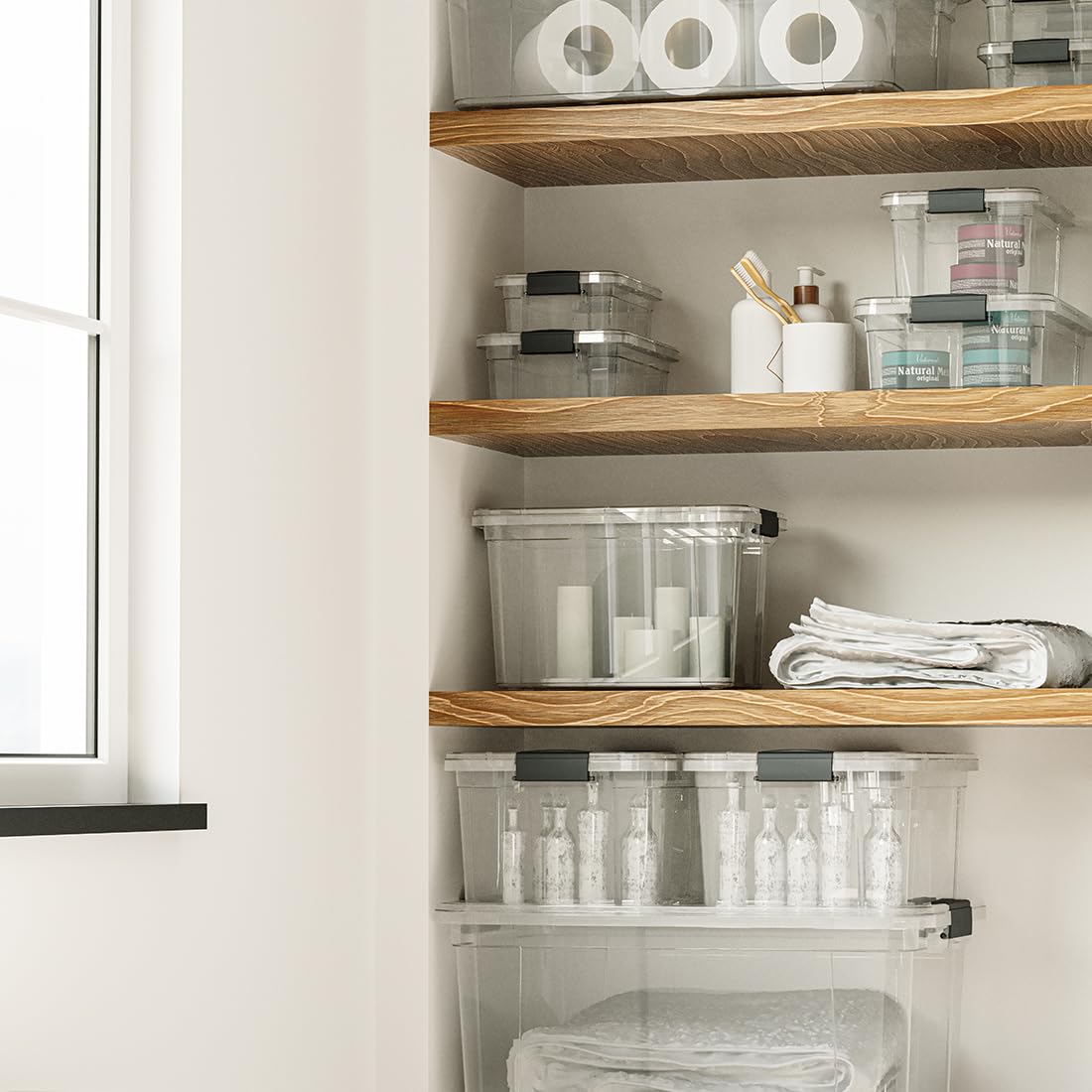 Superio Clear Storage Box with Lid, 21 Quart Plastic Container Bins for Organizing, Stackable