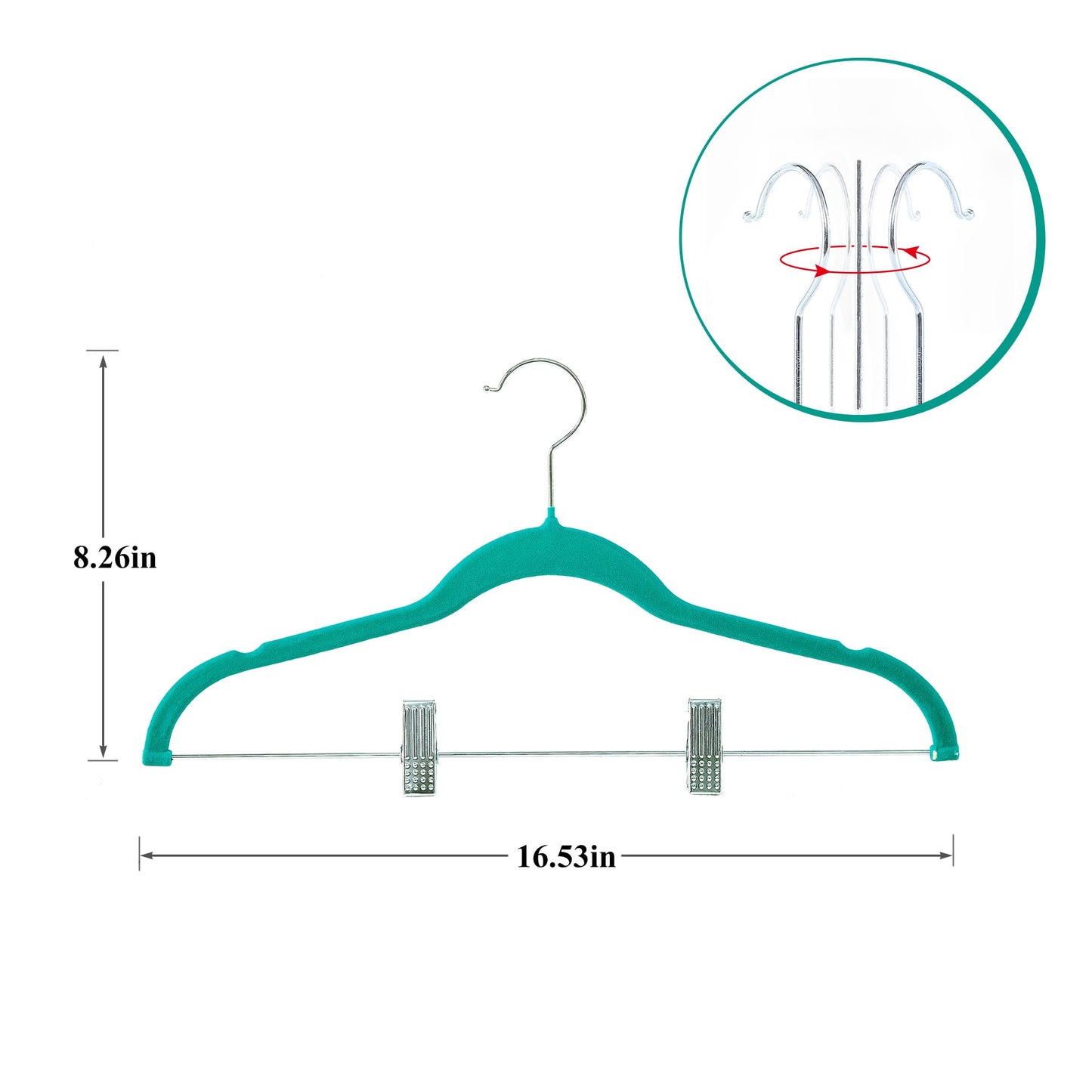 VECELO 20 Pack Velvet Clothes Hangers with Adjustable Clips,Heavy-Duty Non Slip & Space-Saving with