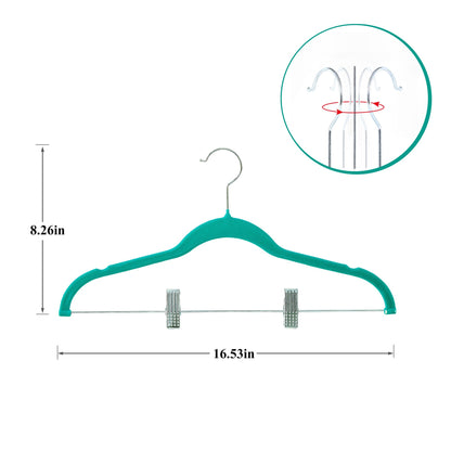 VECELO 20 Pack Velvet Clothes Hangers with Adjustable Clips,Heavy-Duty Non Slip & Space-Saving with