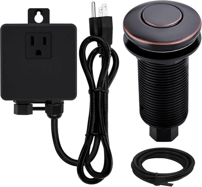 Garbage Disposal SinkTop Air Switch Kit with Long Button,Brass Made Cover,Oil Rubbed Bronze