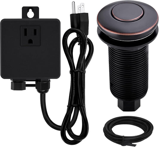 Garbage Disposal SinkTop Air Switch Kit with Long Button,Brass Made Cover,Oil Rubbed Bronze