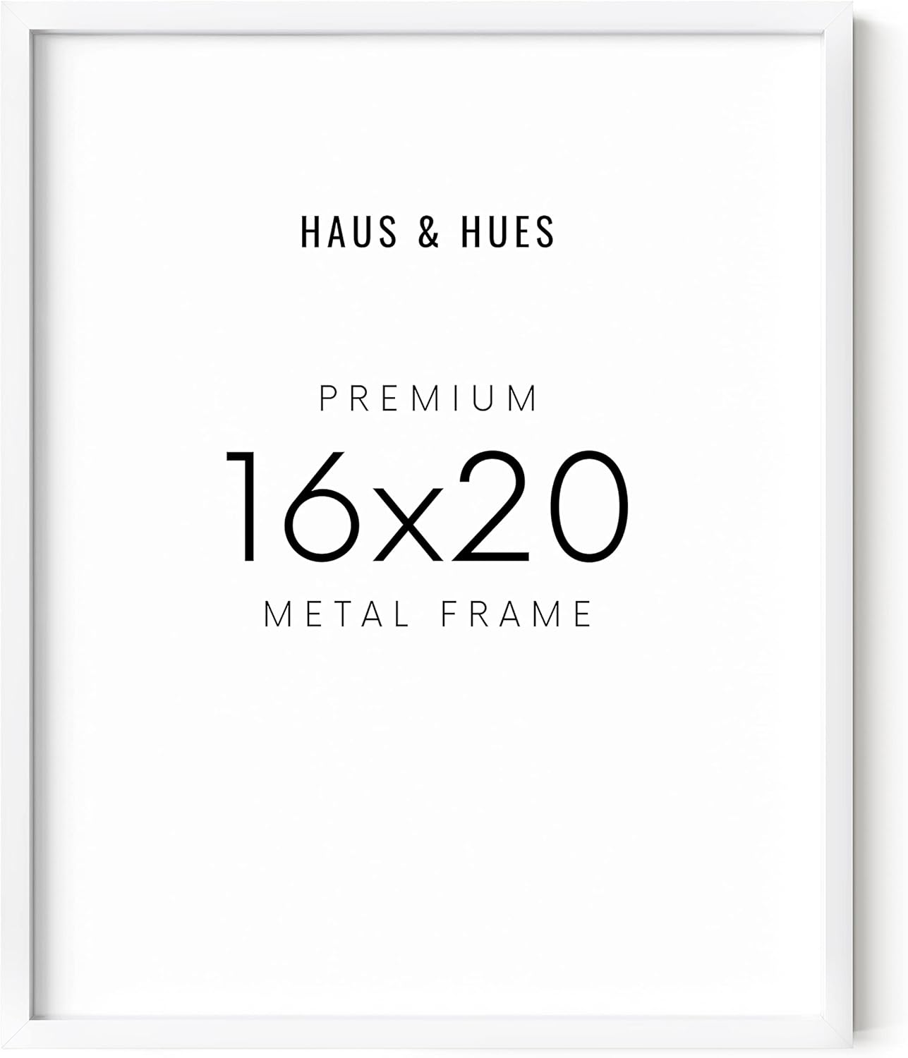 HAUS AND HUES White 16x20 Picture Frame - Modern Aluminum Wall Art Display - Minimalist, Lightweight 16x20 White Frame for Art Prints, Photos, Posters - Ready-to-Hang Vertically & Horizontally