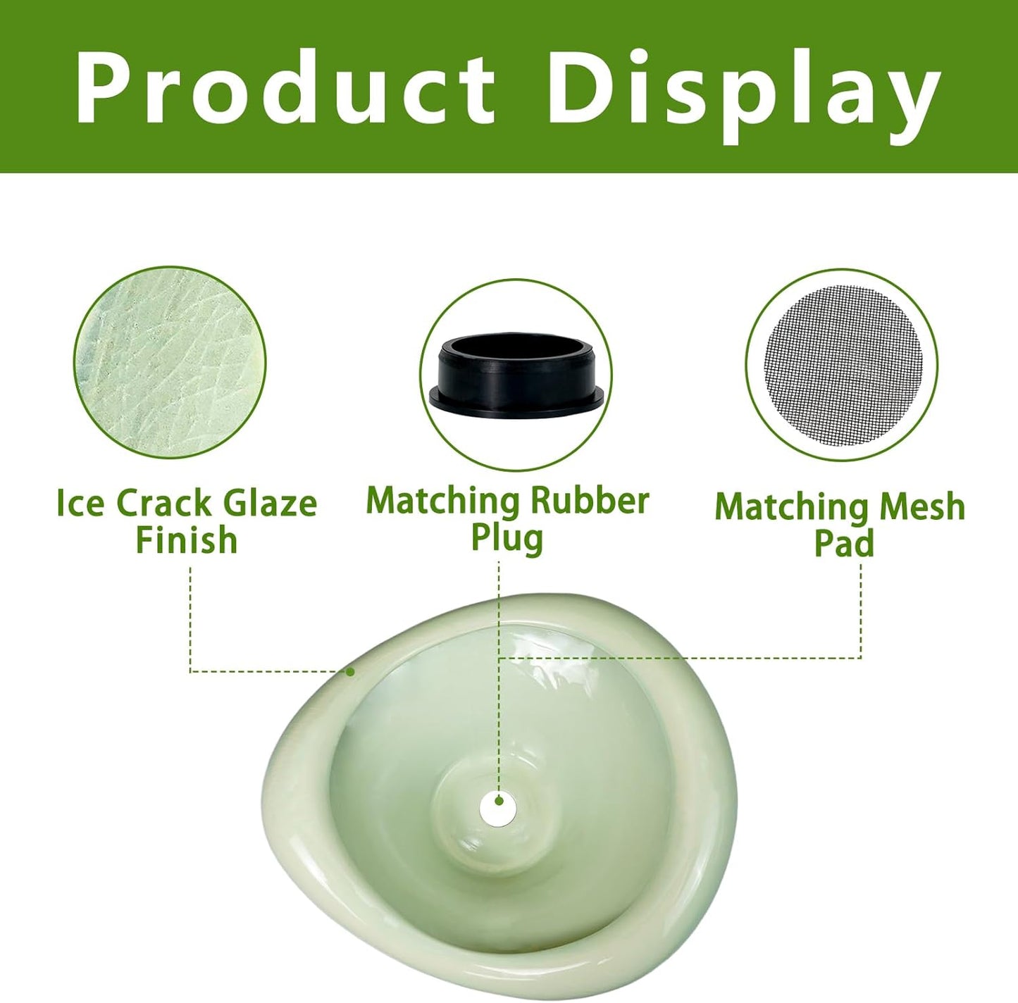 Ceramic Bonsai Pots - Large Succulent Planter 13 Inch Plant Pot Indoor Succulent Pot with Drainage Hole Outdoor Planter Bonsai Tree Pot for House Home Garden Office Decor Green