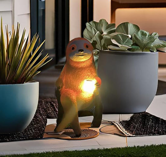 Cute Sloth Solar Light Fairy Garden Accessories Outdoor Figurine Lights Micro Landscape Garden Decorations for Patio Yard Lawn Porch Housewarming Garden Gift Sloth Gifts Valentines Day Gifts