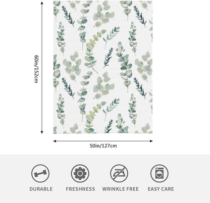 HGOD DESIGNS Watercolor Eucalyptus Flannel Fleece Bed Blanket Throw Blanket Lightweight Cozy Plush Blanket for Bedroom Living Rooms Sofa Couch 50"x60"