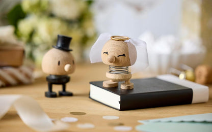 Hoptimist Bride Raw Oak, Wood, Home Decor Ornament - Scandinavian Design, Wood W/Metal Spring, Small - Creates Cheerful Movement
