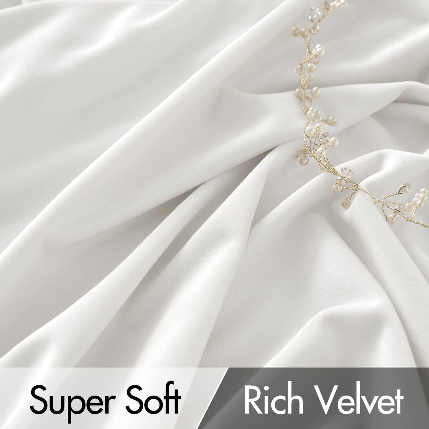 MIULEE White Velvet Curtains 96 inches Long 2 Panels - Luxury Pinch Pleated Room Darkening Window Drapes for Bedroom Living Room Thermal Insulated Super Soft, Back Tab Rod Pocket Elegant Decor