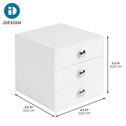 iDesign 3-Drawer Plastic Vanity Organizer, Compact Storage Organization Drawers Set for Cosmetics