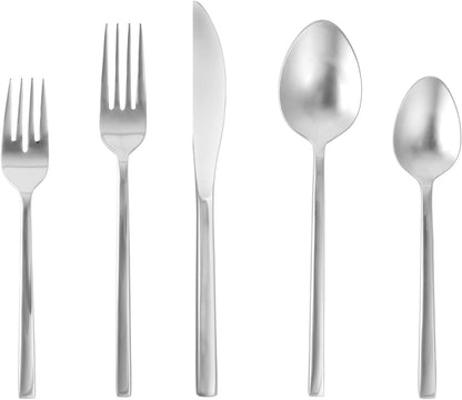 FORTESSA Arezzo 18/10 Stainless Steel Flatware, 5 Piece Place Setting With Knife, Forks and Spoons (Service For 1), Dishwasher Safe, Brushed Gold