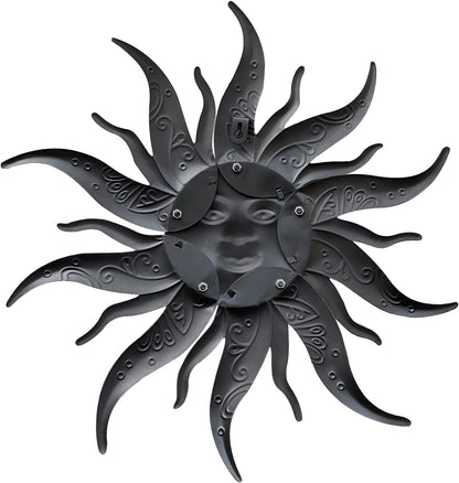 Metal Sun Wall Art Decor-17.3 inches Rustic Retro Metal Sun Hanging Decoration for Indoor Outdoor,Gift for Mom Dad Friends(Gold)