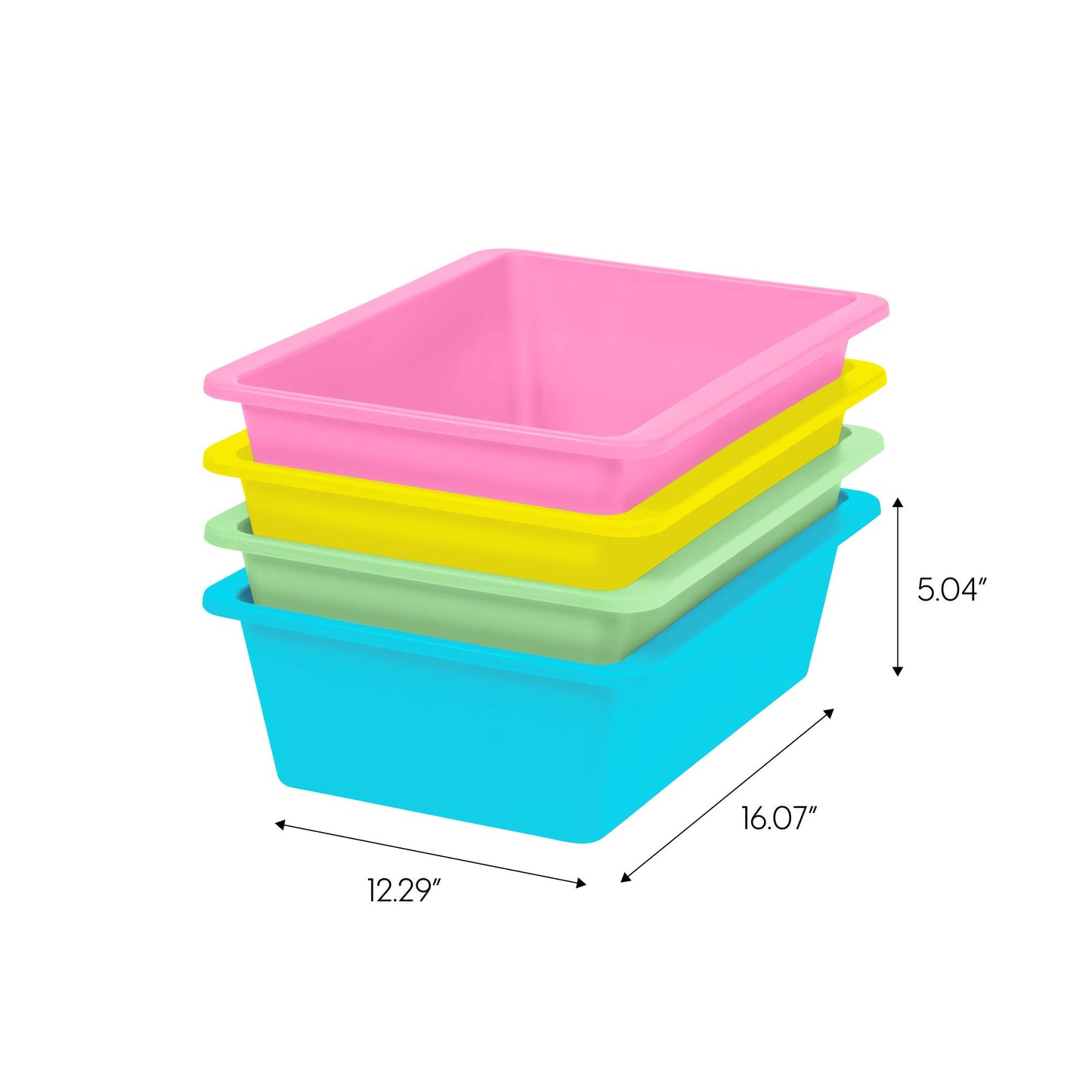 IRIS USA 4-Pack, Large Plastic Storage Bins, Stackable Organizer, Pastel