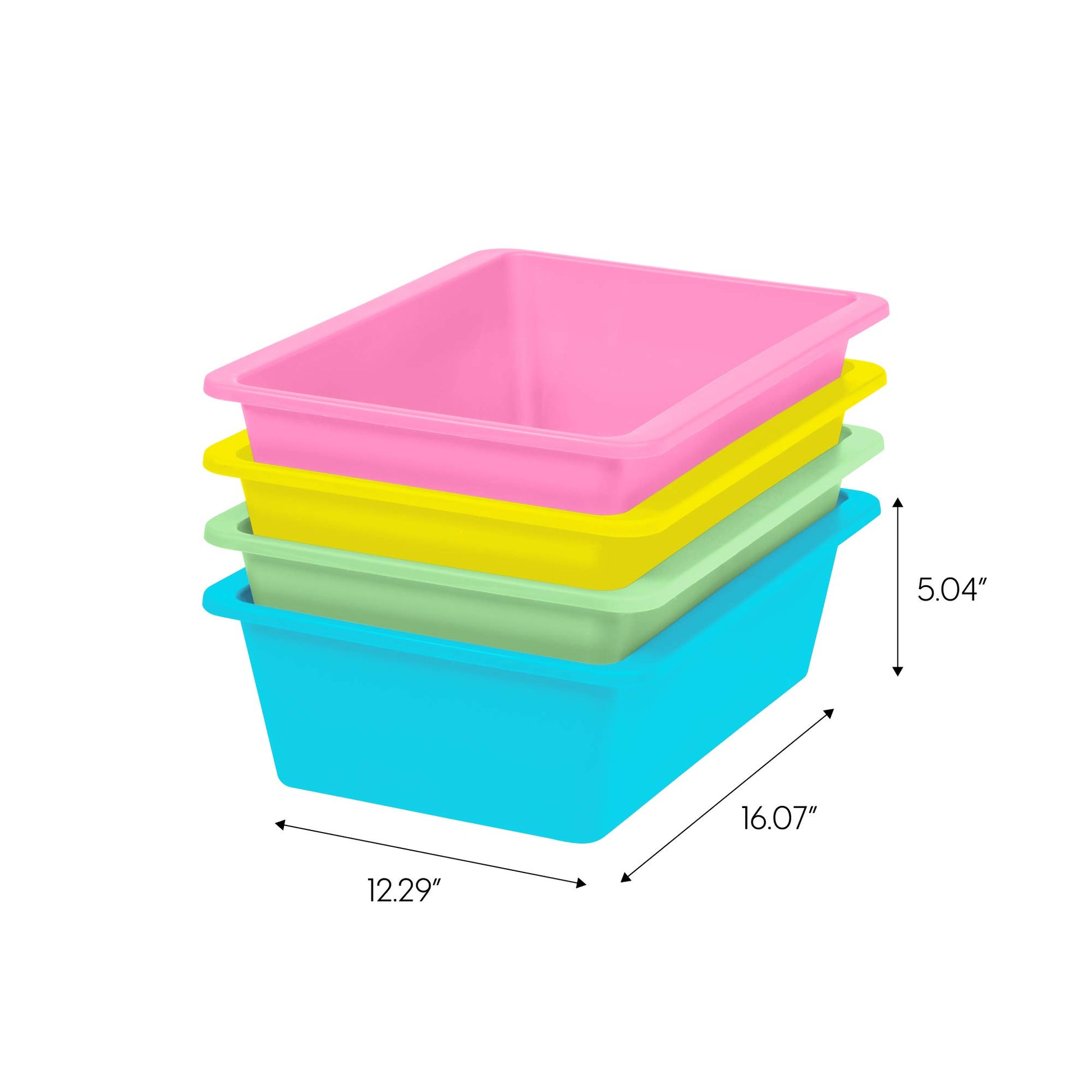 IRIS USA 4-Pack, Large Plastic Storage Bins, Stackable Organizer, Pastel